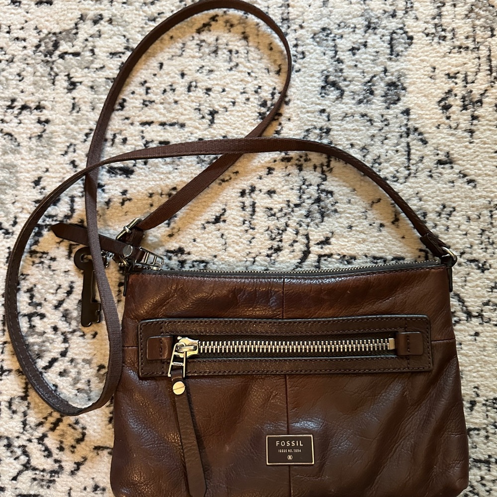 Fossil Dark Brown Leather Shoulder Bag